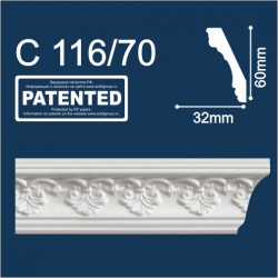 Плинтус потолочный С116/70 2м (СОЛИД)