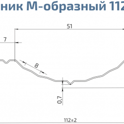 ШТАКЕТНИК "М-ОБРАЗНЫЙ РИФЛЕНЫЙ" 112мм PRINTECH ОДНОСТОРОННИЙ