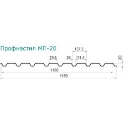 ПРОФНАСТИЛ МП-20 ДЛЯ ЗАБОРА 0,35мм 1,7м