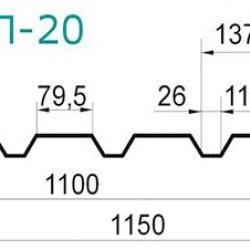 ПРОФНАСТИЛ МП-20 ДЛЯ ЗАБОРА 0,35мм 2,0м