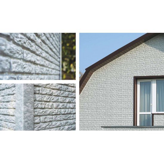 ФАСАДНАЯ ПАНЕЛЬ КВАРЦИТ СВЕТЛО-СЕРЫЙ 2000х250мм СТОУН-ХАУС Ю-ПЛАСТ