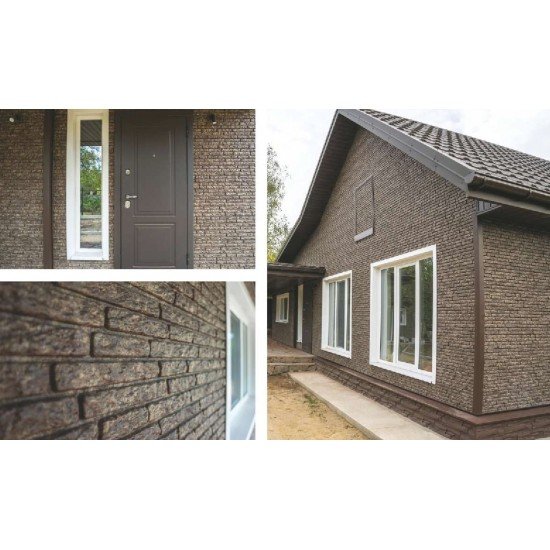 ФАСАДНАЯ ПАНЕЛЬ КВАРЦИТ КОРИЧНЕВЫЙ 2000х250мм СТОУН-ХАУС Ю-ПЛАСТ